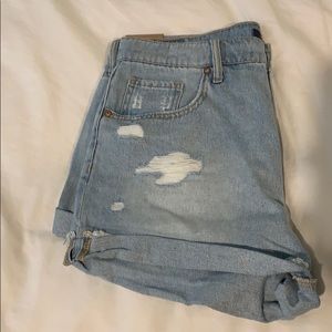 Brand new light wash jean shorts with rips